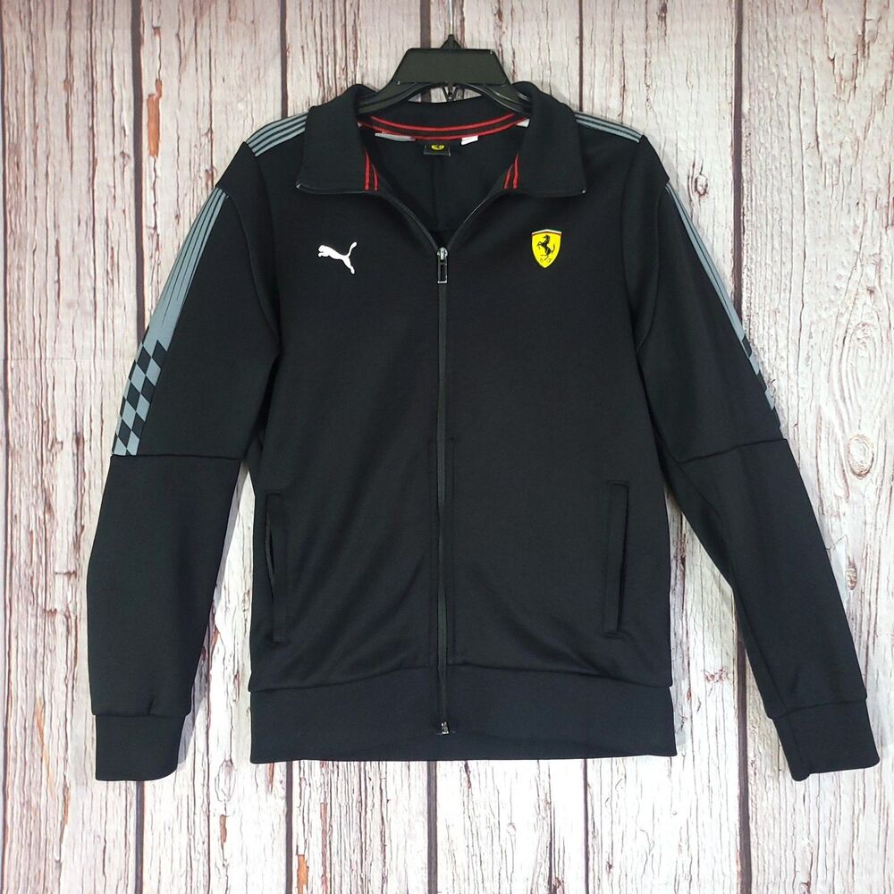 Ferrari Puma Small Track Jacket Black Scuderia Full Zip T7 / MT7 Polyester Patch
